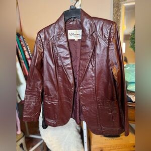 Wilson’s Leather Vintage Women's Deep Burgundy Leather Blazer size 10